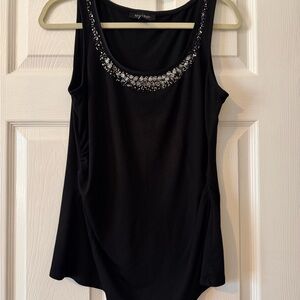 White House Black Market Black Tank with Beaded Scoop Neck